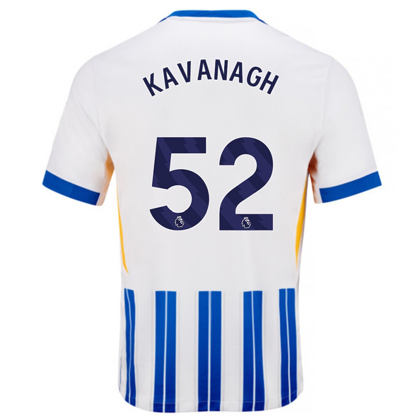 Gyermek Labdarúgás Leigh Kavanagh #52 Fehér Kék Csíkos Hazai Jersey 2024/25 Mez Póló Ing