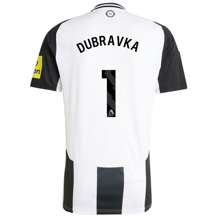 Gyermek Labdarúgás Martin Dúbravka #1 Fehér Fekete Hazai Jersey 2024/25 Mez Póló Ing