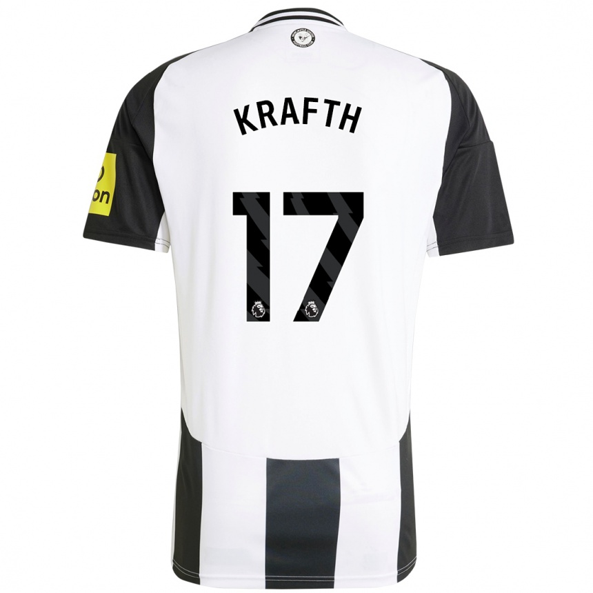 Gyermek Labdarúgás Emil Krafth #17 Fehér Fekete Hazai Jersey 2024/25 Mez Póló Ing