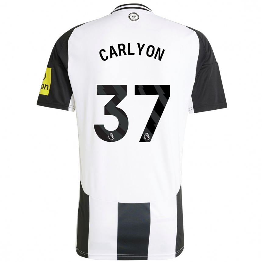 Gyermek Labdarúgás Nathan Carlyon #37 Fehér Fekete Hazai Jersey 2024/25 Mez Póló Ing