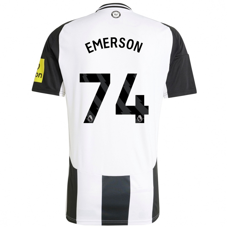 Gyermek Labdarúgás Johnny Emerson #74 Fehér Fekete Hazai Jersey 2024/25 Mez Póló Ing