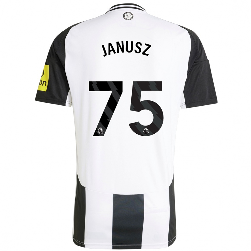 Gyermek Labdarúgás Adrian Janusz #75 Fehér Fekete Hazai Jersey 2024/25 Mez Póló Ing