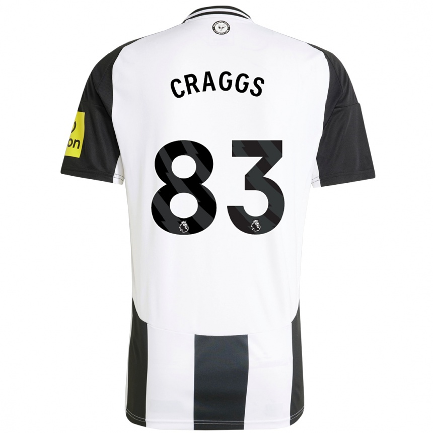 Gyermek Labdarúgás Luke Craggs #83 Fehér Fekete Hazai Jersey 2024/25 Mez Póló Ing