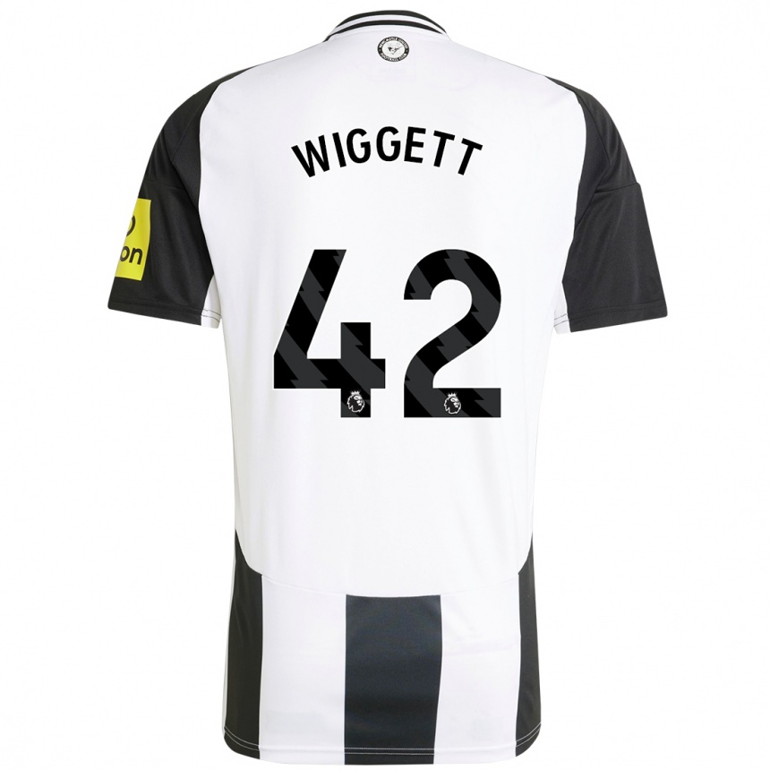 Gyermek Labdarúgás Charlie Wiggett #42 Fehér Fekete Hazai Jersey 2024/25 Mez Póló Ing