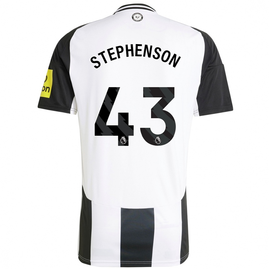 Gyermek Labdarúgás Dylan Stephenson #43 Fehér Fekete Hazai Jersey 2024/25 Mez Póló Ing