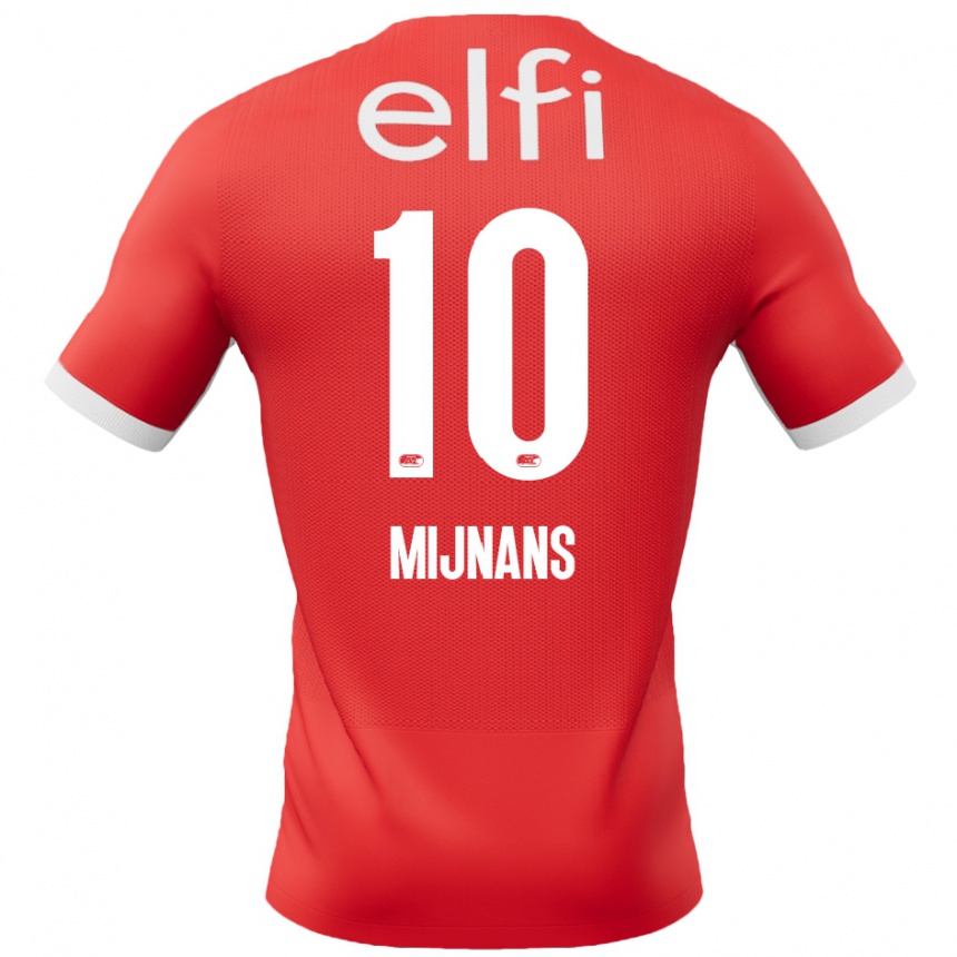 Gyermek Labdarúgás Sven Mijnans #10 Piros Fehér Hazai Jersey 2024/25 Mez Póló Ing