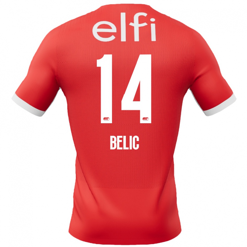 Gyermek Labdarúgás Kristijan Belic #14 Piros Fehér Hazai Jersey 2024/25 Mez Póló Ing