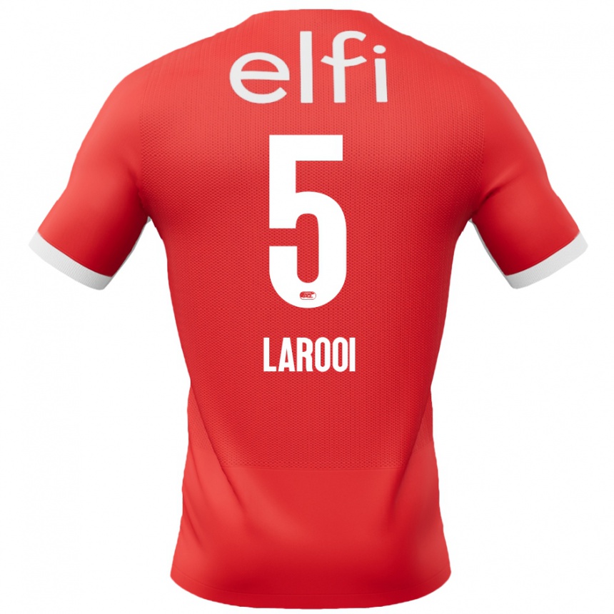 Gyermek Labdarúgás Finn Larooi #5 Piros Fehér Hazai Jersey 2024/25 Mez Póló Ing