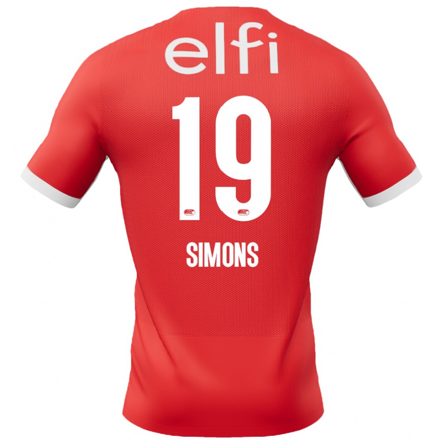 Gyermek Labdarúgás Saviola Simons #19 Piros Fehér Hazai Jersey 2024/25 Mez Póló Ing