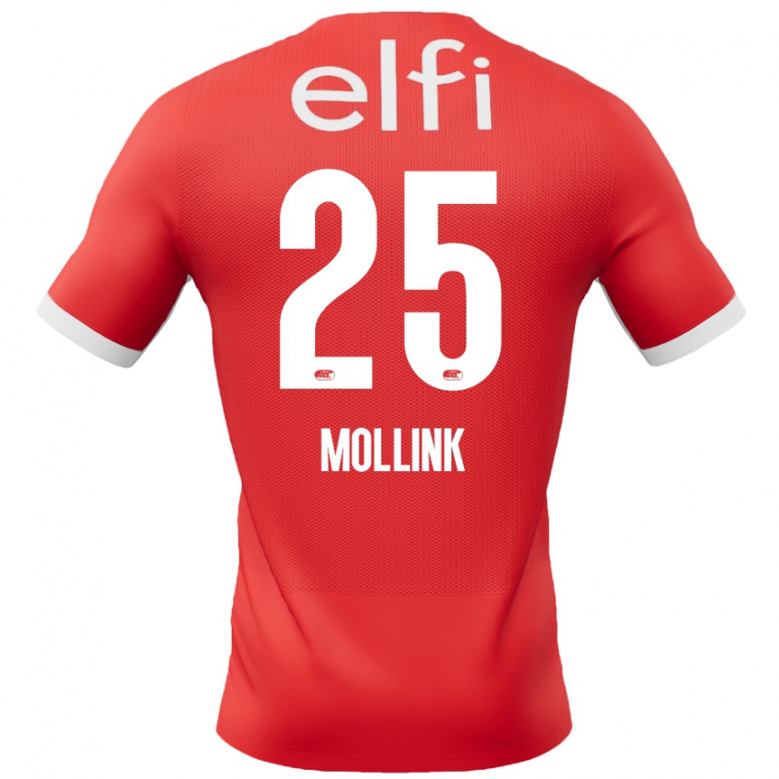 Gyermek Labdarúgás Yaël Mollink #25 Piros Fehér Hazai Jersey 2024/25 Mez Póló Ing