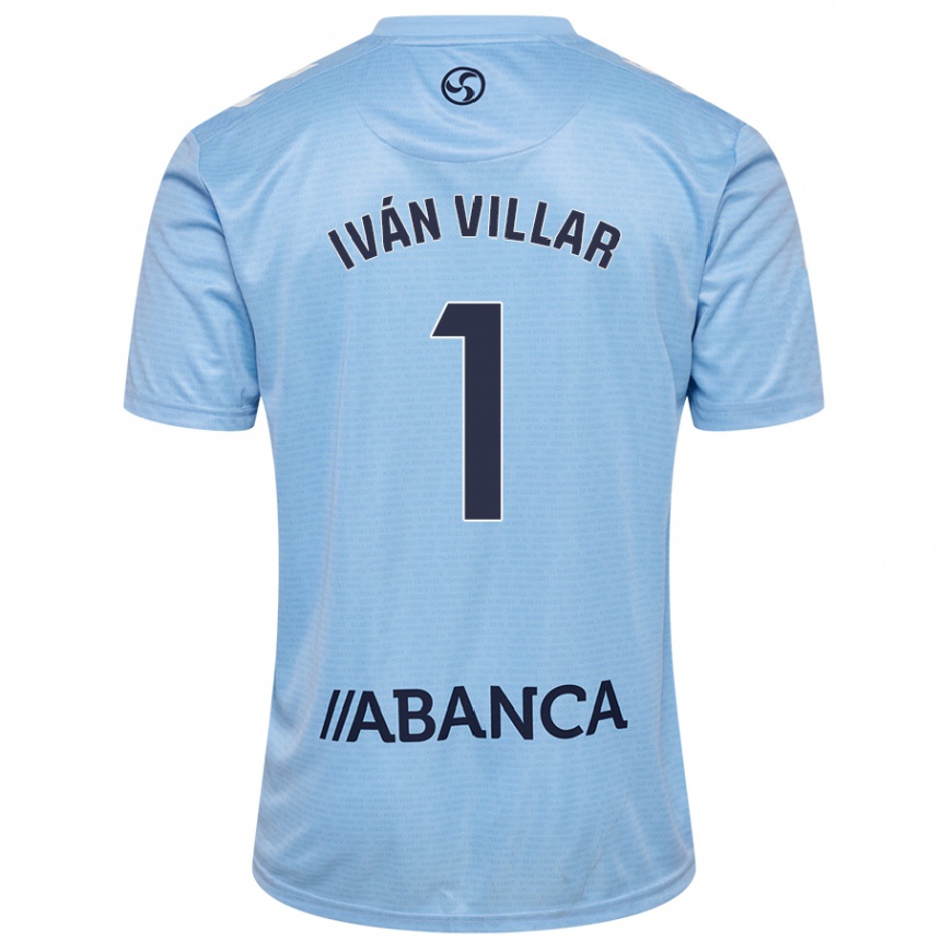 Gyermek Labdarúgás Iván Villar #1 Ég Kék Hazai Jersey 2024/25 Mez Póló Ing