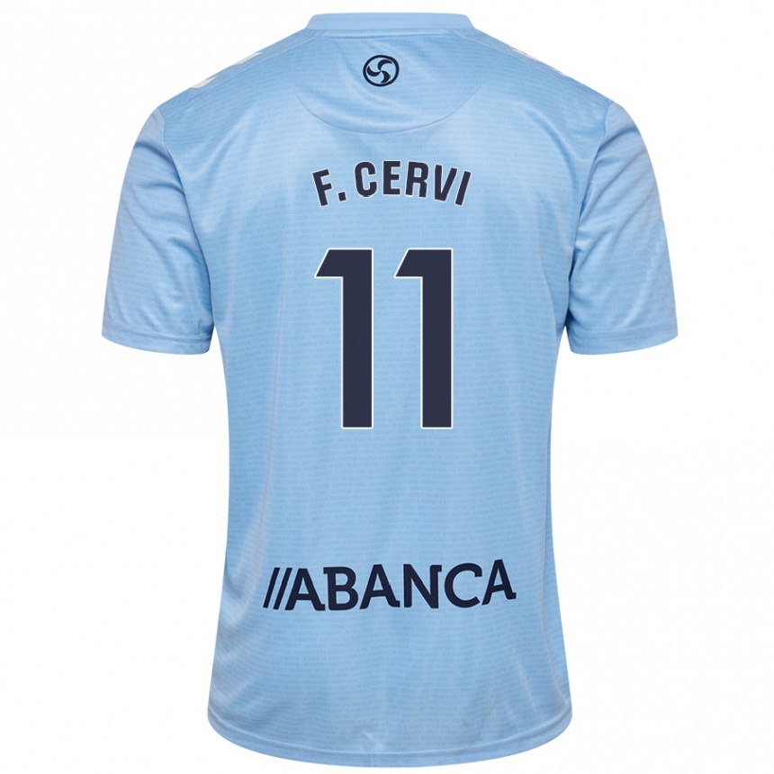 Gyermek Labdarúgás Franco Cervi #11 Ég Kék Hazai Jersey 2024/25 Mez Póló Ing