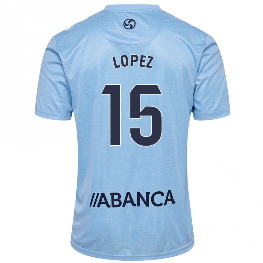 Gyermek Labdarúgás Fer López #15 Ég Kék Hazai Jersey 2024/25 Mez Póló Ing