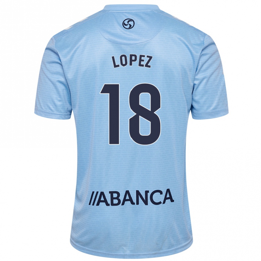 Gyermek Labdarúgás Joel López #18 Ég Kék Hazai Jersey 2024/25 Mez Póló Ing