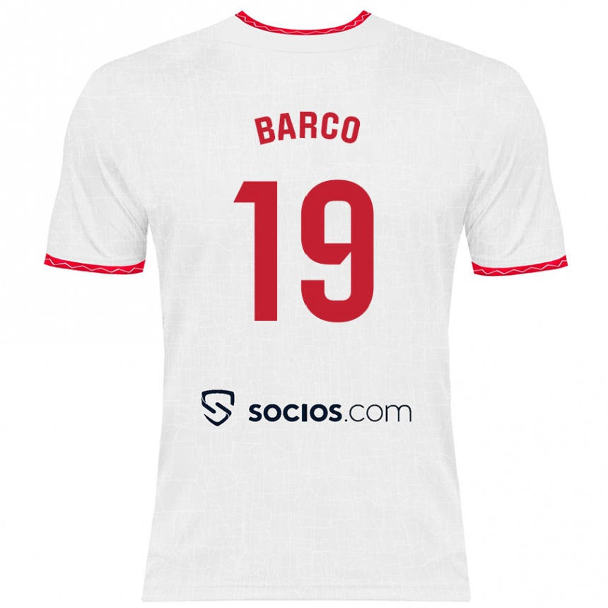 Gyermek Labdarúgás Valentin Barco #19 Fehér Piros Hazai Jersey 2024/25 Mez Póló Ing