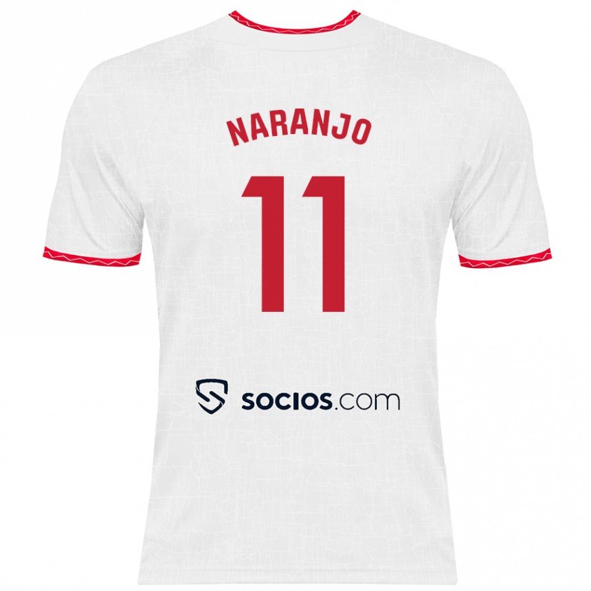 Gyermek Labdarúgás Mario Naranjo #11 Fehér Piros Hazai Jersey 2024/25 Mez Póló Ing