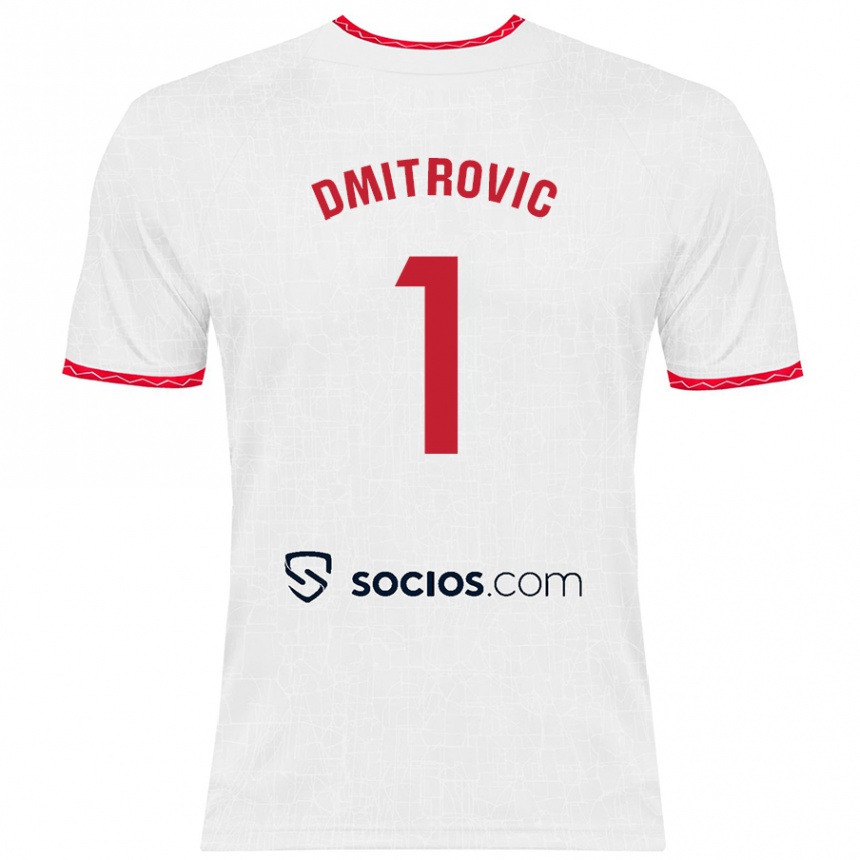 Gyermek Labdarúgás Marko Dmitrović #1 Fehér Piros Hazai Jersey 2024/25 Mez Póló Ing