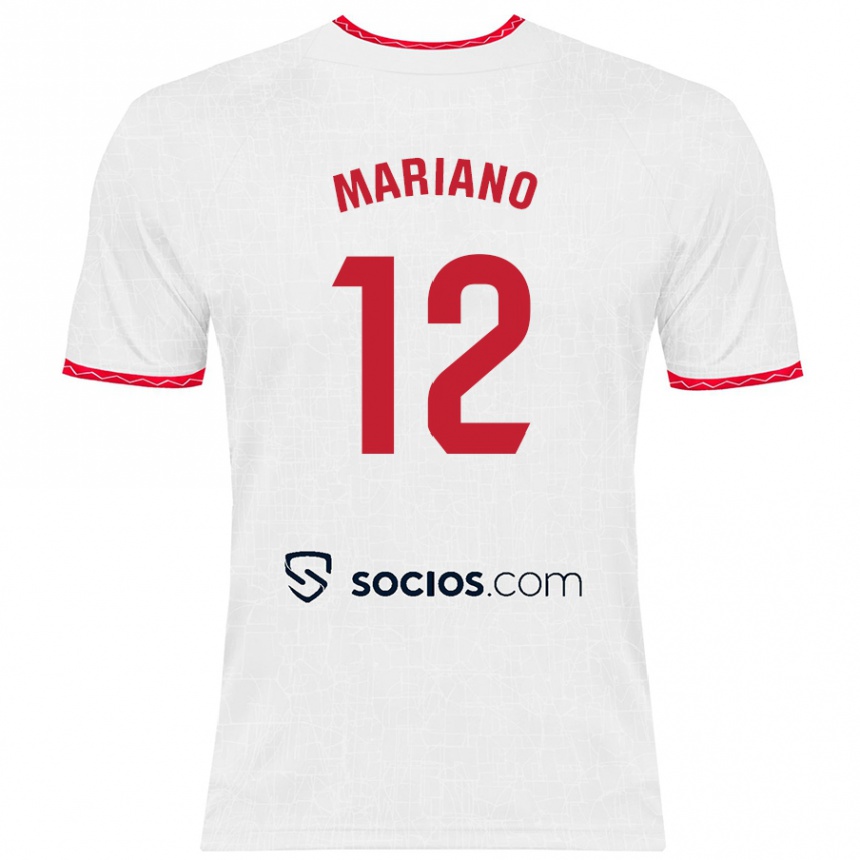 Gyermek Labdarúgás Mariano Diaz #12 Fehér Piros Hazai Jersey 2024/25 Mez Póló Ing