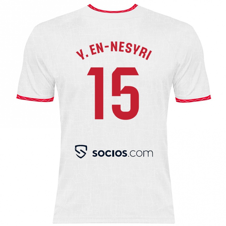 Gyermek Labdarúgás Youssef En-Nesyri #15 Fehér Piros Hazai Jersey 2024/25 Mez Póló Ing