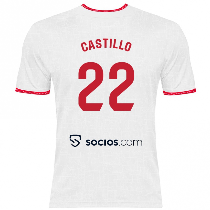 Gyermek Labdarúgás José Castillo #22 Fehér Piros Hazai Jersey 2024/25 Mez Póló Ing