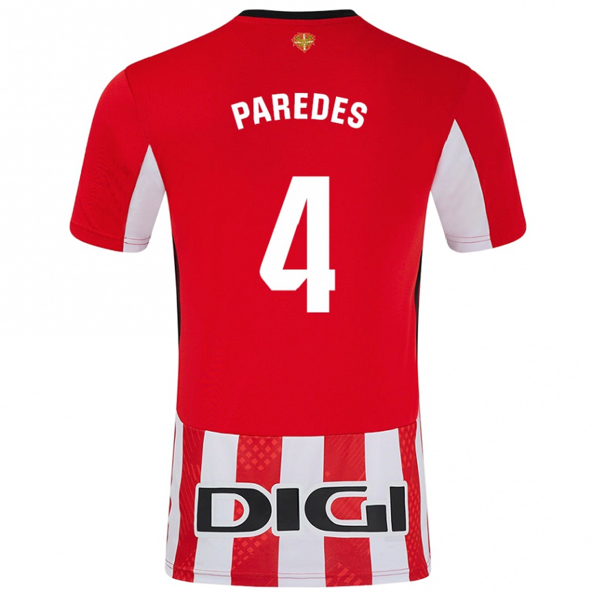 Gyermek Labdarúgás Aitor Paredes #4 Piros Fehér Hazai Jersey 2024/25 Mez Póló Ing