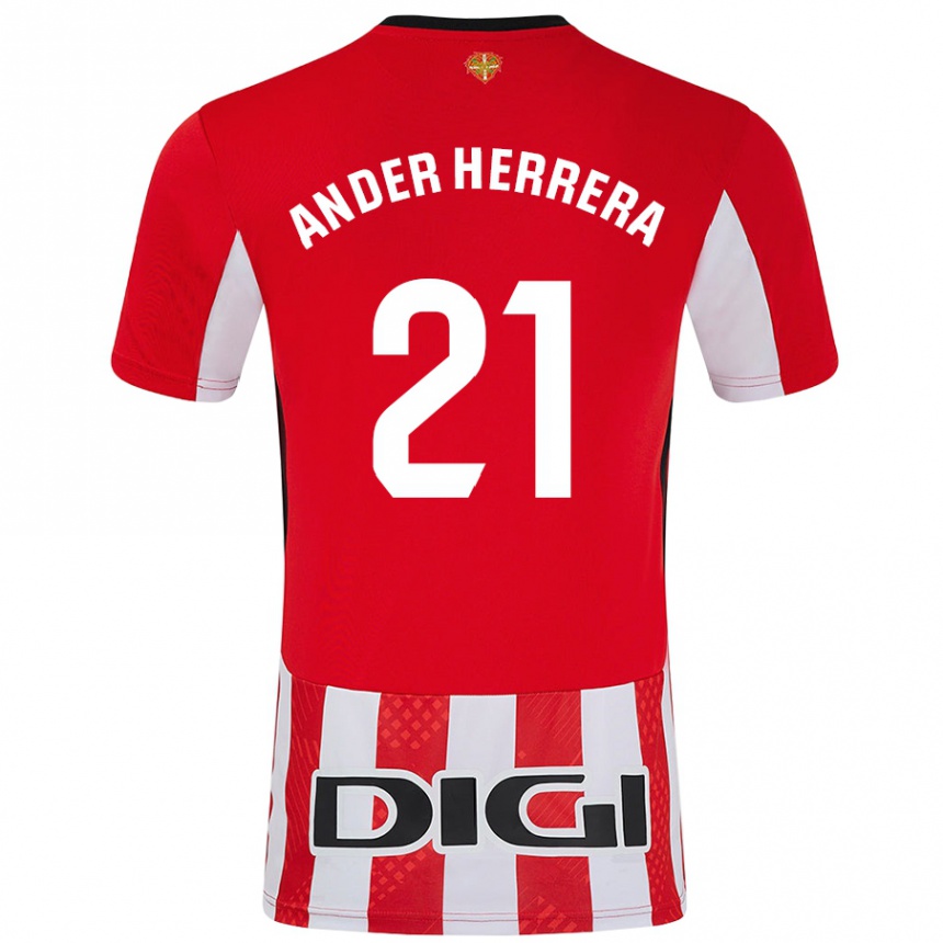 Gyermek Labdarúgás Ander Herrera #21 Piros Fehér Hazai Jersey 2024/25 Mez Póló Ing