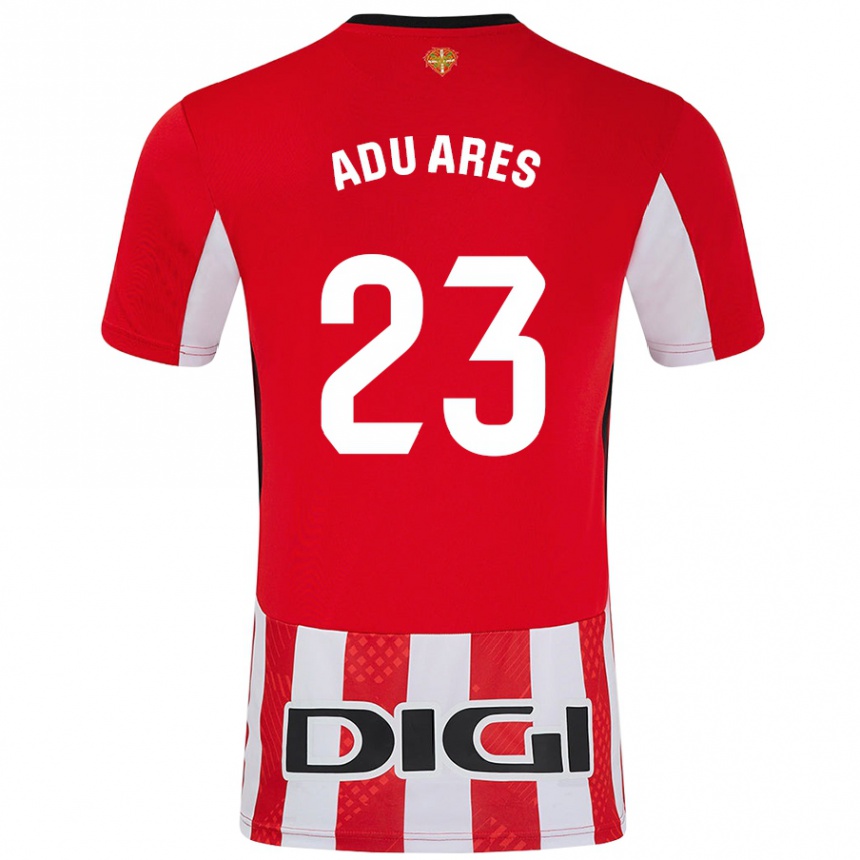 Gyermek Labdarúgás Adu Ares #23 Piros Fehér Hazai Jersey 2024/25 Mez Póló Ing