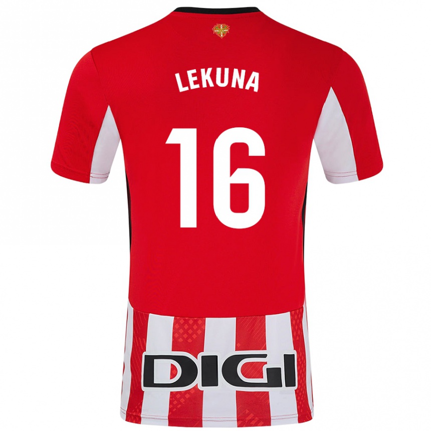 Gyermek Labdarúgás Adrián Lekuna #16 Piros Fehér Hazai Jersey 2024/25 Mez Póló Ing