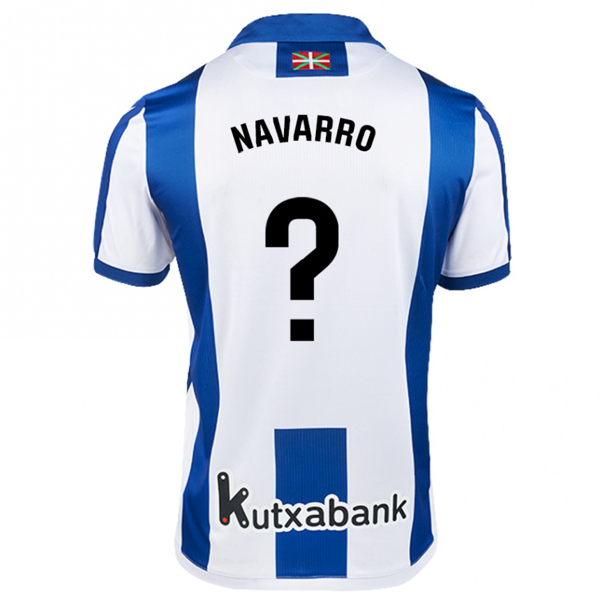 Gyermek Labdarúgás Robert Navarro #0 Fehér Kék Hazai Jersey 2024/25 Mez Póló Ing