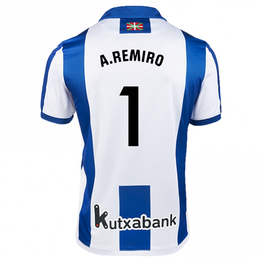 Gyermek Labdarúgás Álex Remiro #1 Fehér Kék Hazai Jersey 2024/25 Mez Póló Ing