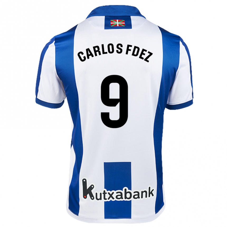 Gyermek Labdarúgás Carlos Fernández #9 Fehér Kék Hazai Jersey 2024/25 Mez Póló Ing