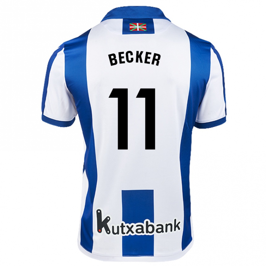 Gyermek Labdarúgás Sheraldo Becker #11 Fehér Kék Hazai Jersey 2024/25 Mez Póló Ing