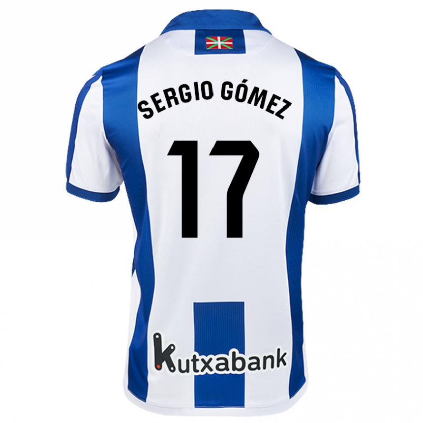 Gyermek Labdarúgás Sergio Gómez #17 Fehér Kék Hazai Jersey 2024/25 Mez Póló Ing