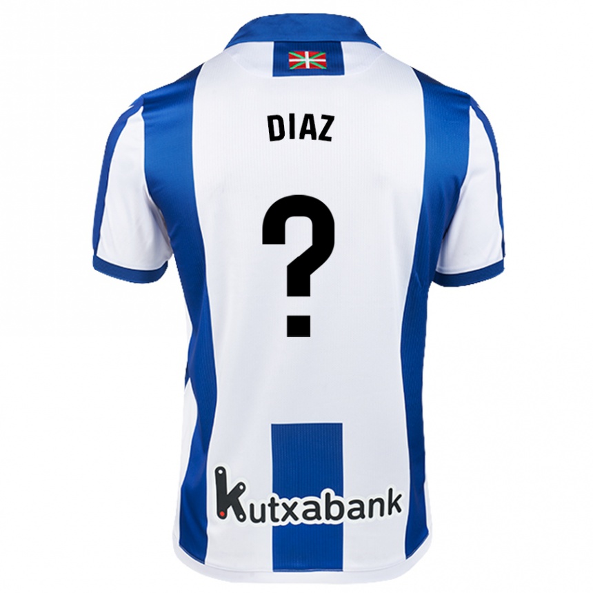 Gyermek Labdarúgás Dani Díaz #0 Fehér Kék Hazai Jersey 2024/25 Mez Póló Ing