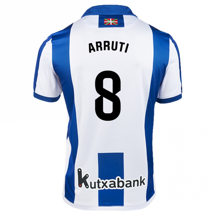 Gyermek Labdarúgás Martín Arruti #8 Fehér Kék Hazai Jersey 2024/25 Mez Póló Ing