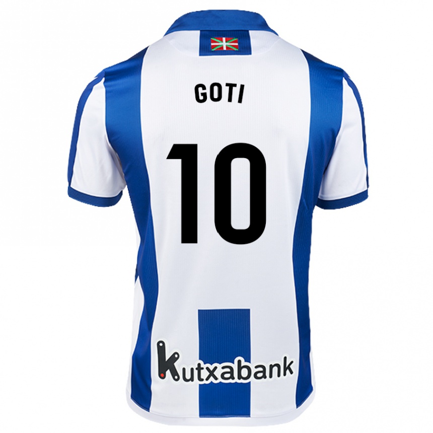 Gyermek Labdarúgás Mikel Goti #10 Fehér Kék Hazai Jersey 2024/25 Mez Póló Ing