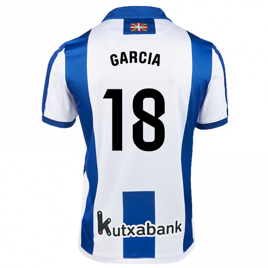 Gyermek Labdarúgás Eder García #18 Fehér Kék Hazai Jersey 2024/25 Mez Póló Ing