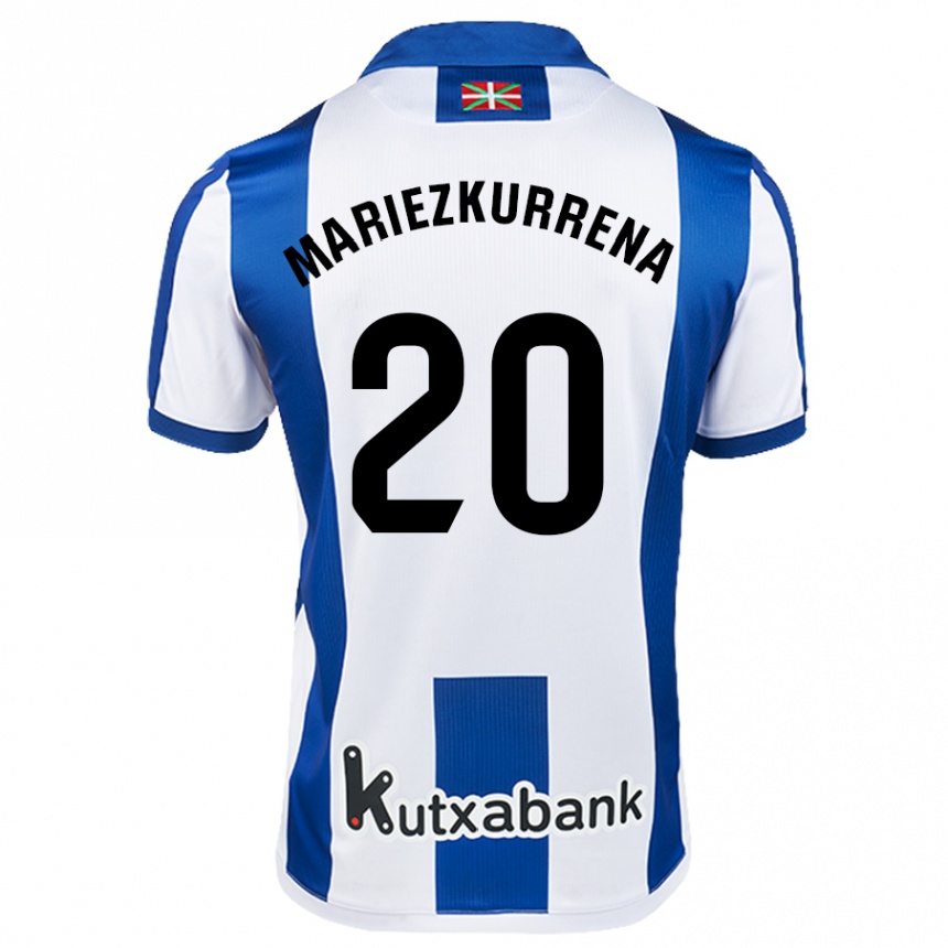 Gyermek Labdarúgás Arkaitz Mariezkurrena #20 Fehér Kék Hazai Jersey 2024/25 Mez Póló Ing