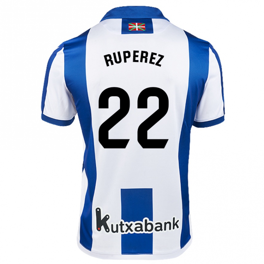 Gyermek Labdarúgás Iñaki Rupérez #22 Fehér Kék Hazai Jersey 2024/25 Mez Póló Ing