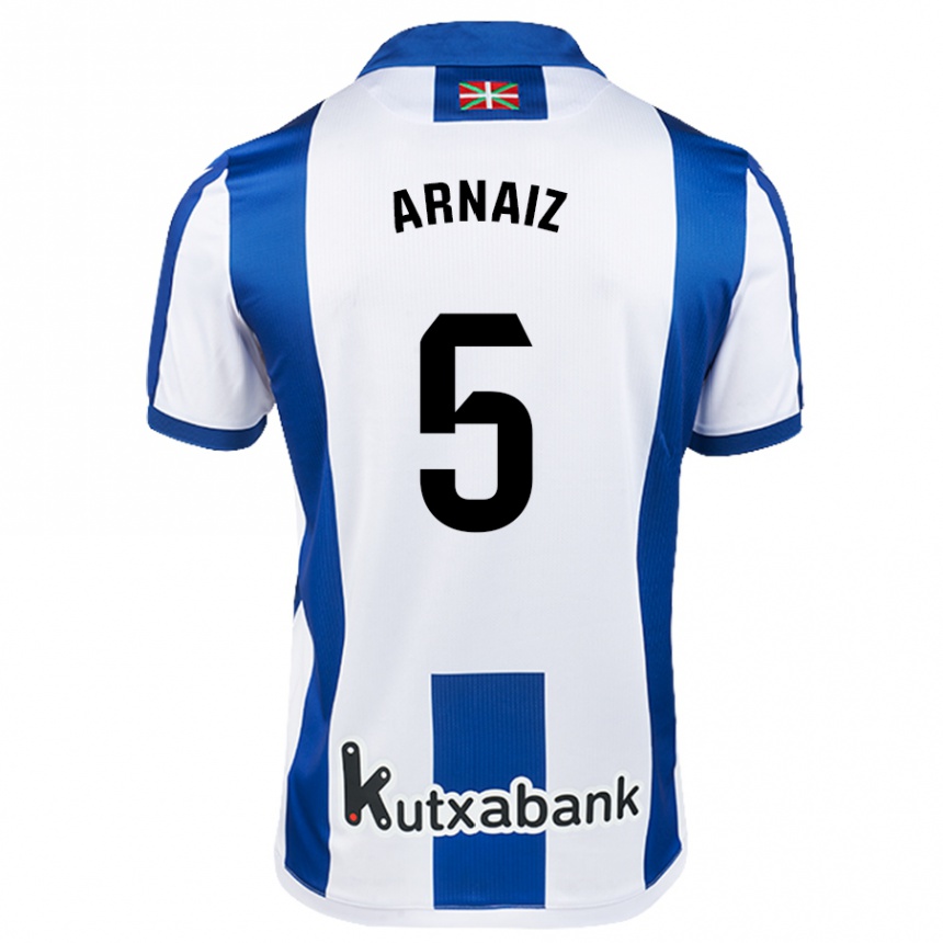 Gyermek Labdarúgás Iris Arnaiz #5 Fehér Kék Hazai Jersey 2024/25 Mez Póló Ing