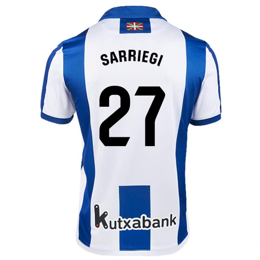 Gyermek Labdarúgás Nora Sarriegi #27 Fehér Kék Hazai Jersey 2024/25 Mez Póló Ing