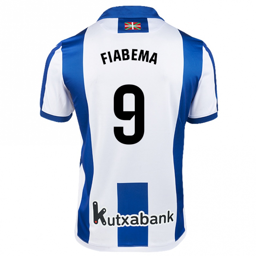 Gyermek Labdarúgás Bryan Fiabema #9 Fehér Kék Hazai Jersey 2024/25 Mez Póló Ing