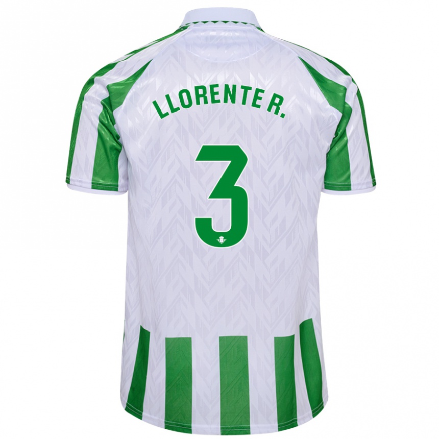 Gyermek Labdarúgás Diego Llorente #3 Zöld Fehér Csíkok Hazai Jersey 2024/25 Mez Póló Ing