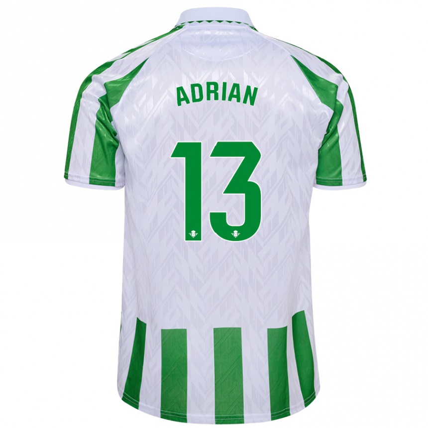 Gyermek Labdarúgás Adrian #13 Zöld Fehér Csíkok Hazai Jersey 2024/25 Mez Póló Ing