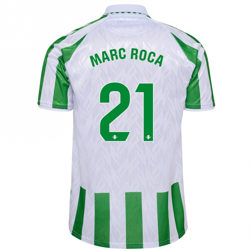 Gyermek Labdarúgás Marc Roca #21 Zöld Fehér Csíkok Hazai Jersey 2024/25 Mez Póló Ing