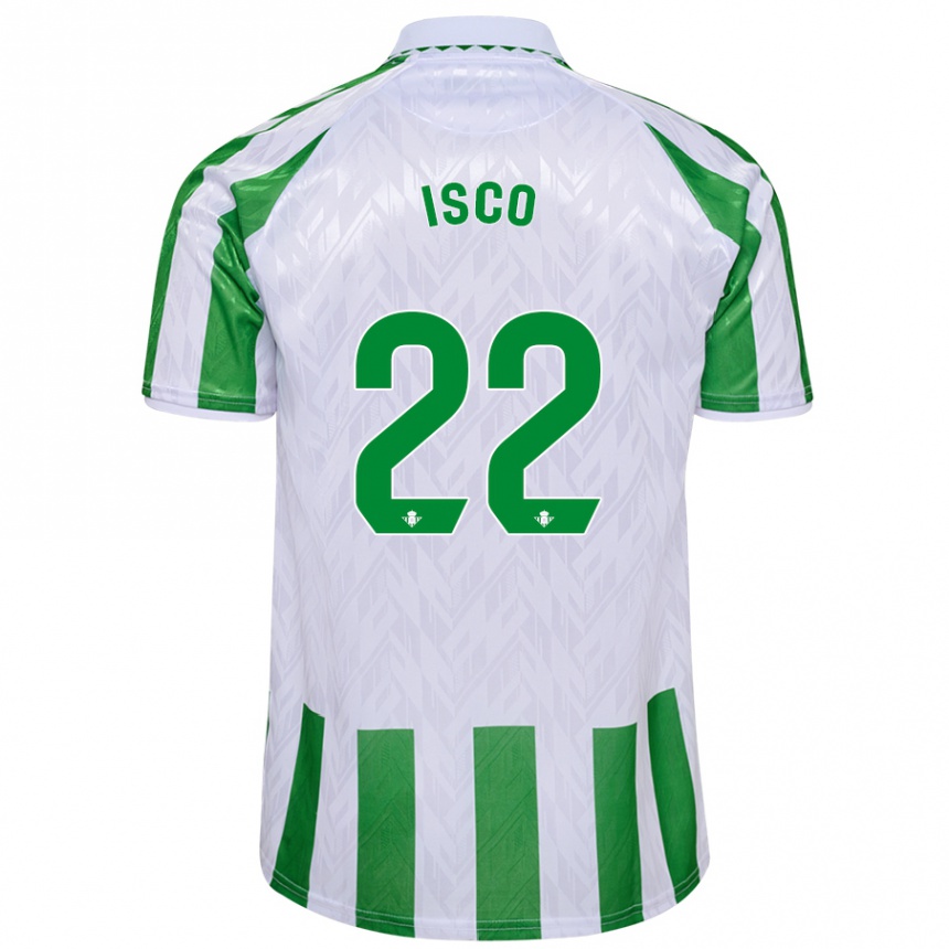 Gyermek Labdarúgás Isco #22 Zöld Fehér Csíkok Hazai Jersey 2024/25 Mez Póló Ing