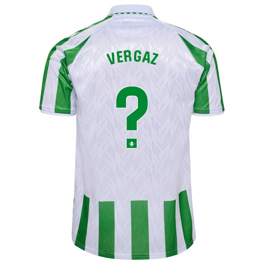 Gyermek Labdarúgás Alejandro Vergaz #0 Zöld Fehér Csíkok Hazai Jersey 2024/25 Mez Póló Ing