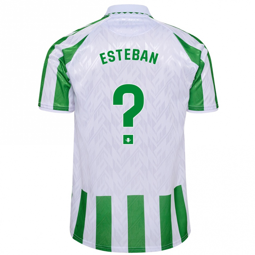 Gyermek Labdarúgás Paco Esteban #0 Zöld Fehér Csíkok Hazai Jersey 2024/25 Mez Póló Ing