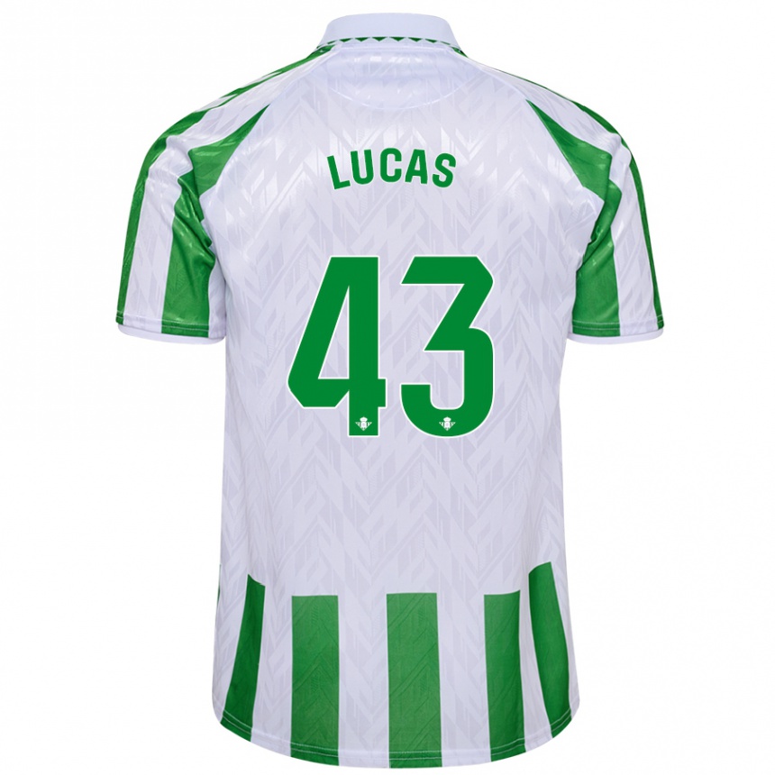 Gyermek Labdarúgás Lucas Alcázar #43 Zöld Fehér Csíkok Hazai Jersey 2024/25 Mez Póló Ing