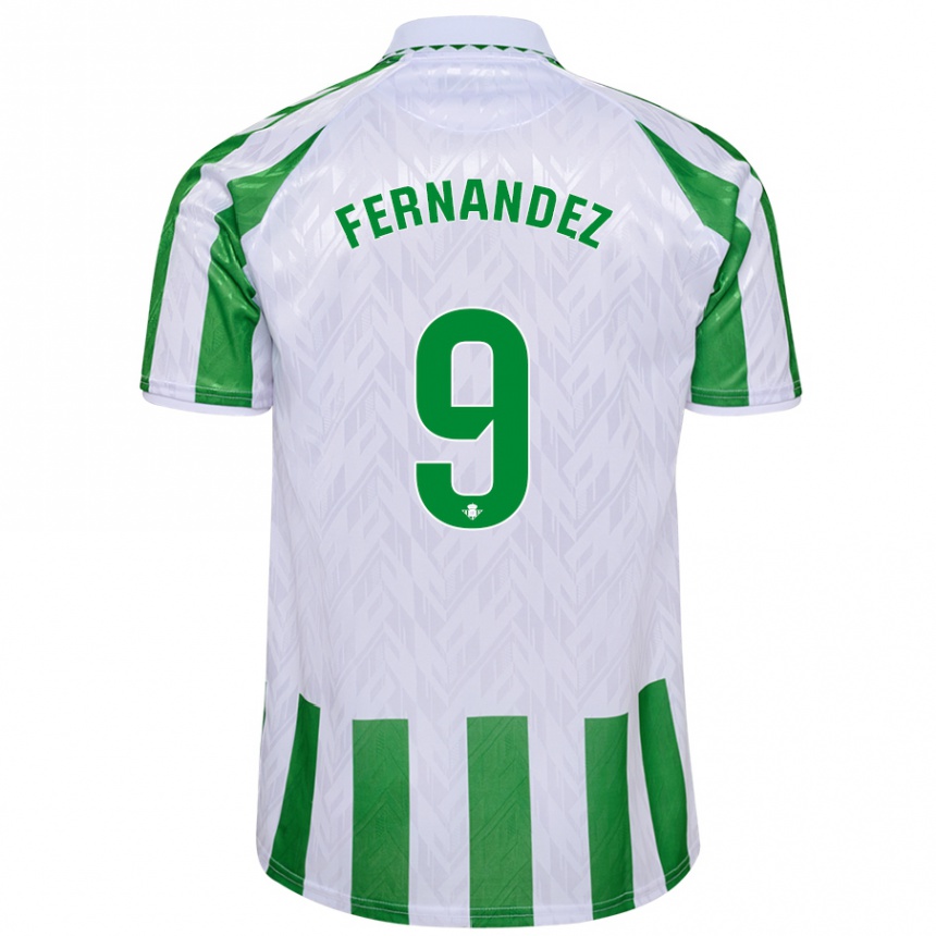 Gyermek Labdarúgás Marcos Fernández #9 Zöld Fehér Csíkok Hazai Jersey 2024/25 Mez Póló Ing